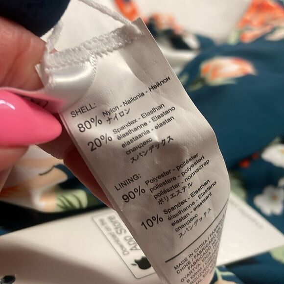 Cupshe Teal Floral Scalloped Crisscross One Piece Swimsuit | size XL | NWT - Picture 10 of 11